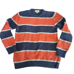 J Crew Vintage Y2K Mens Striped Sweater Size S Navy Orange